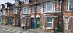 Detail view of front of terraced houses on Battle Road demolished for ASDA supermarket April 2009